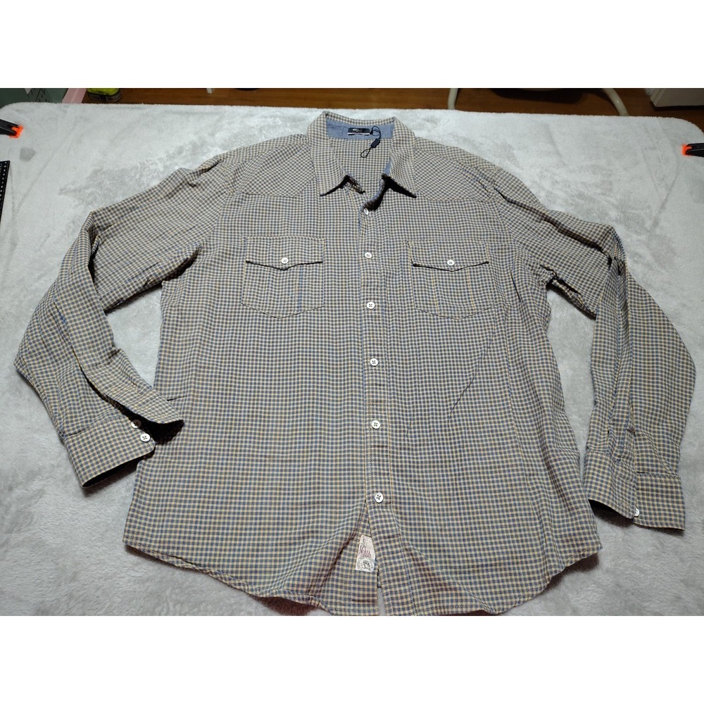 Silver Jeans Co. Shirt‎ Men XXL Blue/Beige Check Western Pockets Rodeo Outdoor